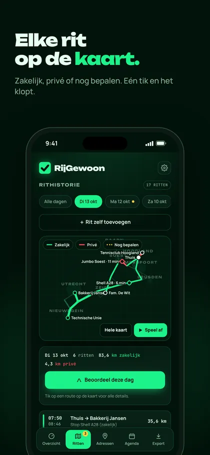 RijGewoon-app: elke rit op de kaart